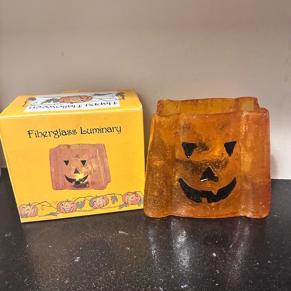 Vintage Fiberglass Luminary Jack-o-Lantern Pumpkin - Picture 1 of 8